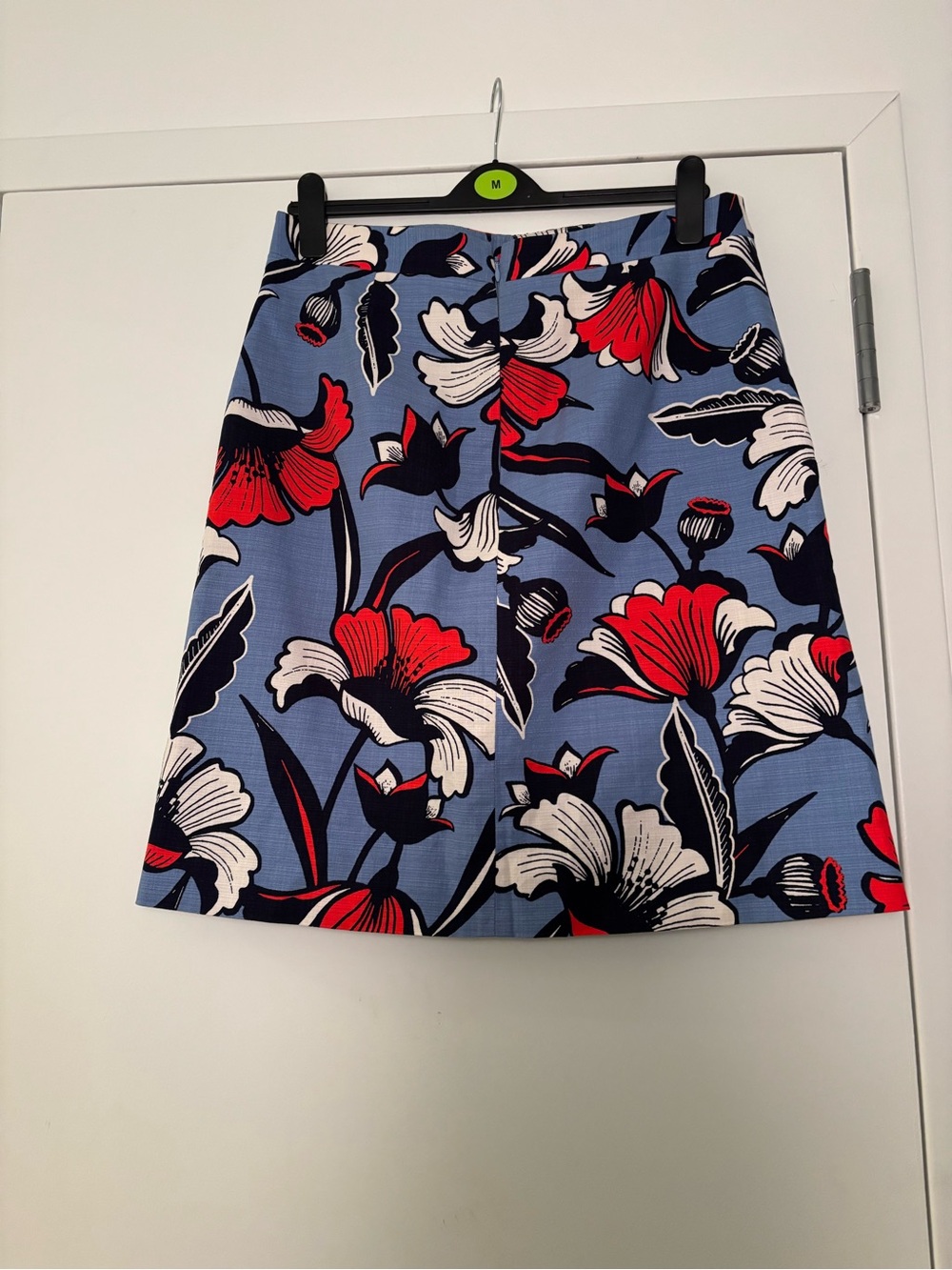J. Crew Blue Floral Mini Skirt with Red and White Blooms
